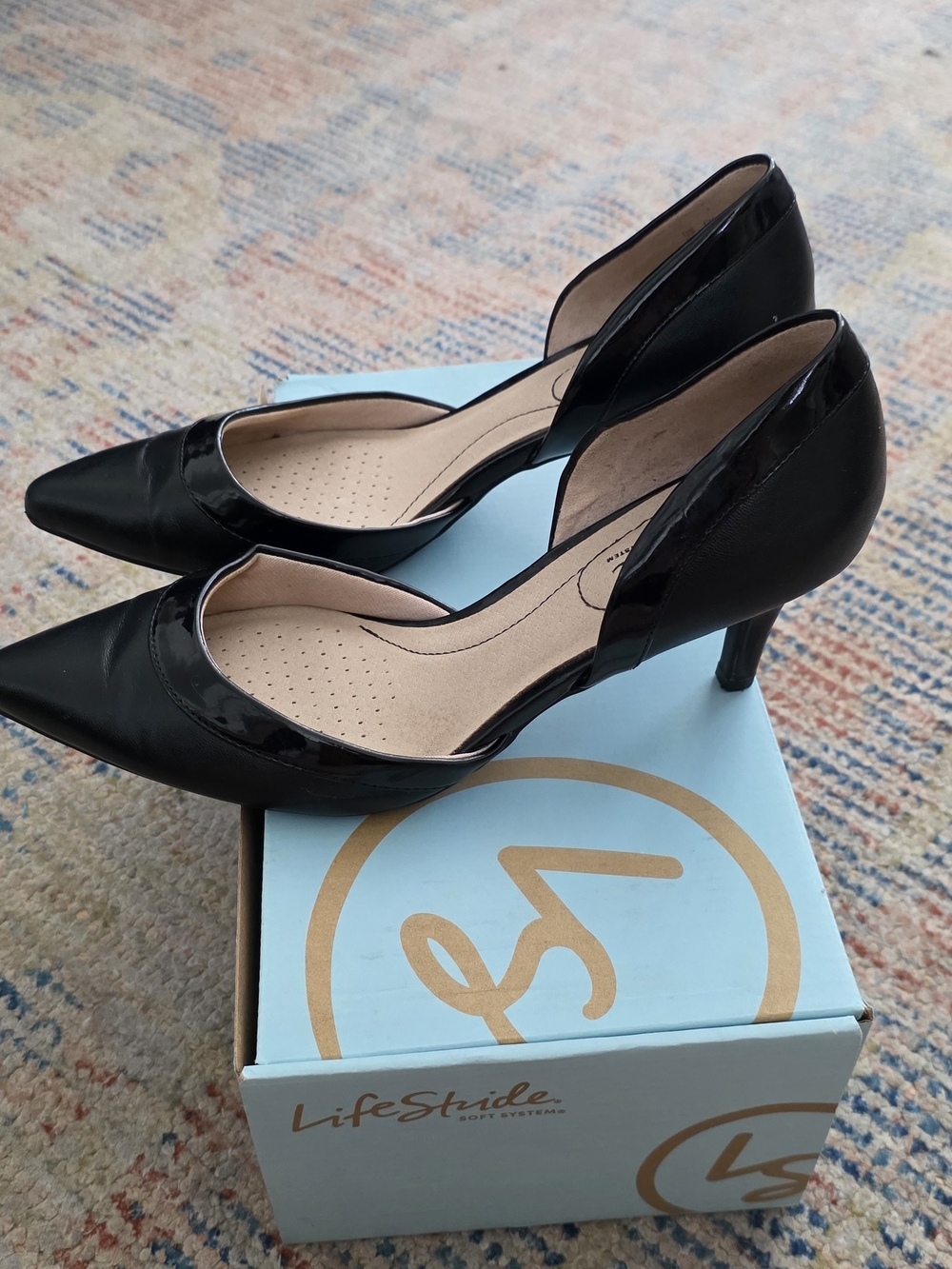 Life Stride Black Pointed D'Orsay Heels